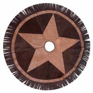 NEW SHOWMAN embossed star suede leather christmas tree skirt in brown
